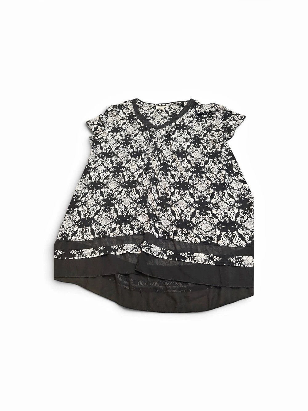 Anne Klein Floral Blouse in Black & White Like New